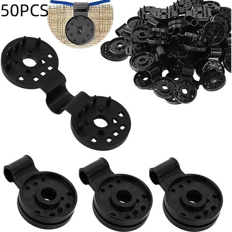 Kunststoff-Sonnenschutzclips, Montageclips für Markisennetze, Markisenstoff, Zubehör und Montage von Markisennetzen, vogelabweisendes Gartennetz, Markisennetzstoff, runde Markisenzubehörteile, schwarz (1/5)