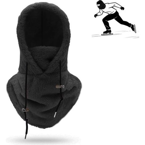 Skimaske, Fleece, Unisex – Geeignet für Outdoor-Aktivitäten wie Wandern, Camping, Trekking, Skifahren und Radfahren – Schwarz (1/5)