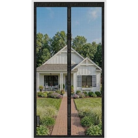 MYCARBON Fiberglas Fliegengitter Balkontür gegen Katzenkratzer, Reißfest & Langlebig, Flammhemmendes Insektenschutz Tür 90x210cm mit 3,8cm Klettband für Terrassentür & Kellertür, Schwarz (1/5)