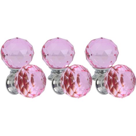 Domino Elegante Crystal Palace Möbelknopf 30mm in Chrom & Rosa  6 Stück (1/5)