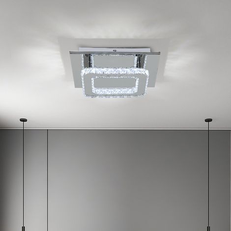 Modern Square Crystal Ceiling Light with Chrome Finish (1/5)