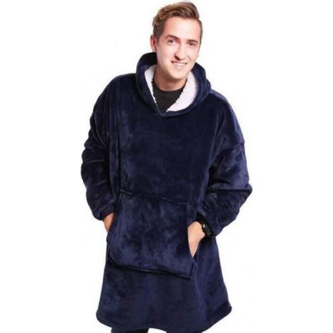 COUVERTURE - EDREDON - PLAID Version Bleu - Hiver Surdimensionné Couverture Avec Manches Femmes Sweat À Capuche Polaire Sweats (1/2)