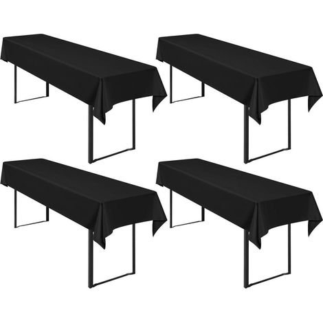 Biertisch-Tischdecke 4er-Set Schwarz 250x100cm Polyester für Partys