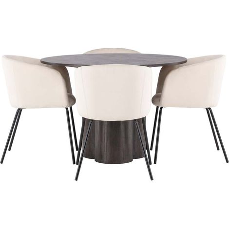 Olivia ensemble pour salle à manger table mocca et 4 berit chaises beige. (1/5)