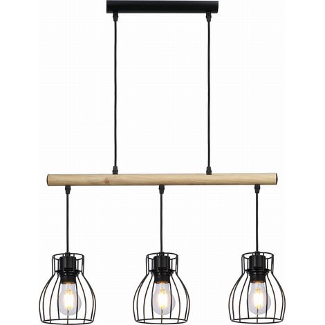 Candellux Bernita sospensione 3 luci E27 regolabile nero/legno (1/3)