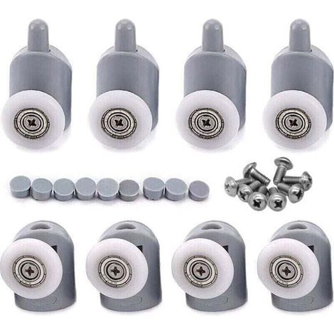 8 pièces Roulettes pour Porte de Douche Galet Porte Coulissante de 23 mm pour Porte Douche Salle de Bain 4 Roulettes Supérieures et 4 Roulettes Inférieures (1/5)