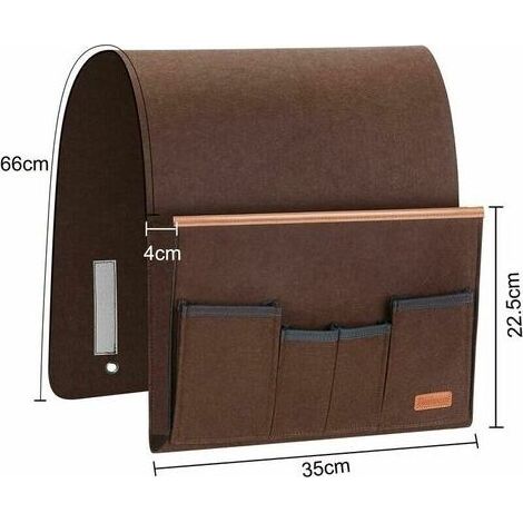 Organiseur pour Accoudoir de Canapé, Sac De Fauteuil Rangement avec 5 Poches, Housse de Chaise pour Télécommande, iPad, Magazine, Lunettes (Brun) (1/4)