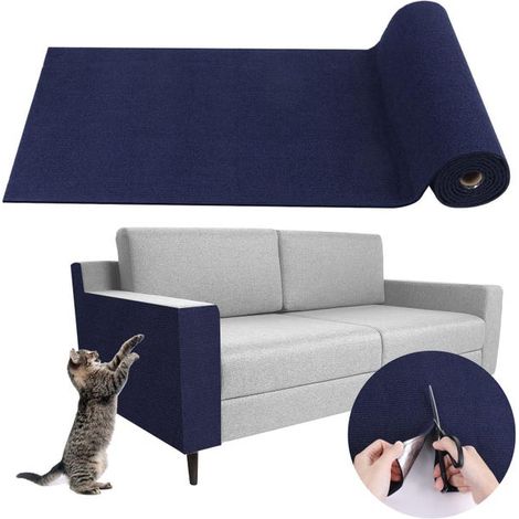 (Azul oscuro, 40 x 200 cm) Alfombrilla adhesiva para rascador de gatos, se puede cortar a cualquier tamaño, protector de sofá, antiarañazos.