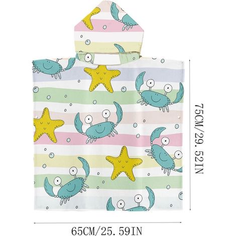 Kinder-Badetuch mit Kapuze – Leichtes und schnelltrocknendes Mikrofaserhandtuch für Strand, Pool und Spa – 65 x 75 cm – 1 Stück