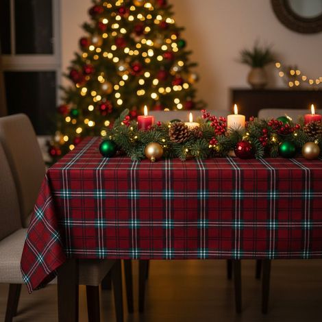 Tovaglia in tessuto scozzese per decorazioni natalizie da 140 cm x 3 mt (1/3)
