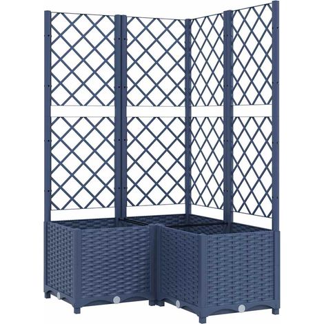 Jardinera con enrejado PP azul gris 80x80x136 cm vidaXL