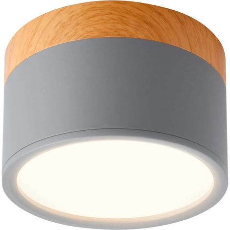 Round Surface Mounted Ceiling Spotlight LED Scrub Gray Warm White Aluminum Ceiling Light 5W Ø90mm 230V 3000K for Hallway Bedroom Dining Room Kitchen Living Room [Energy Class E] (1/5)