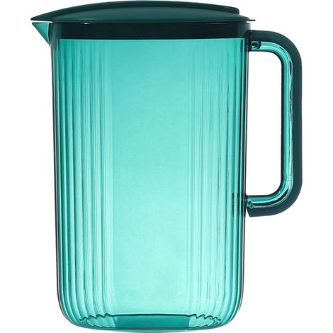 Carafe Avec Couvercle - Carafe En Plastique Transparent PP 2 L - Pour Thé Glacé Jus Eau Infusée - Usage Réfrigérateur - Vert (1/5)