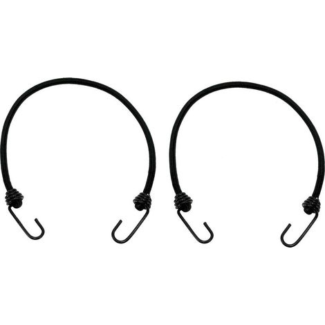 2 cuerdas elásticas de 500 mm con ganchos de acero negro, cuerda elástica universal para bicicletas, remolques, coches y tractores. (1/2)