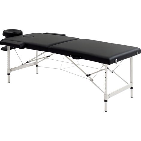 Table de massage - HOMCOM - pliante cosmétique portable charge 225 kg hauteur réglable - aluminium - noir