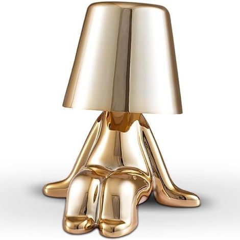 Lampe de Table LED sans Fil Créative Rechargeable à Pile Lampe Portative Réglable en Luminosité Design de Modèle Mignon pour Restaurant Chambre à Coucher Patio Studio Article Noël Doré-C