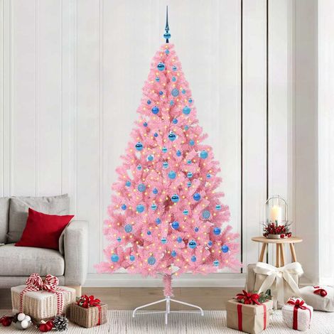 vidaXL Künstlicher vorbeleuchteter Weihnachtsbaum Rosa 240 cm PVC (1/5)