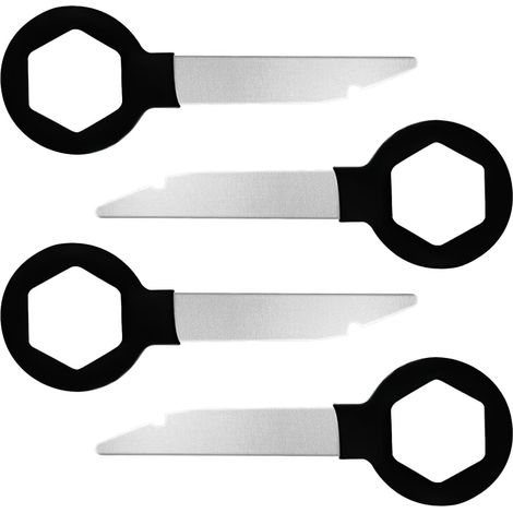 CCYKXA 4-Piece Car Radio Removal Key Set, Car Stereo Removal Keys, Universal Car Radio Trim Removal Tools, Solid Stainless Steel (Black, 78mm)