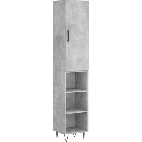 Buffet bahut commode armoire meuble de rangement organisateur cuisine salle de séjour salon haut 34,5 x 34 x 180 cm bois d'ingénierie gris