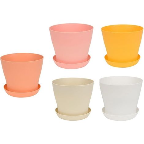 Petits pots pour plantes grasses avec soucoupes, ensemble de en résine colorée, mini cactus (1/4)