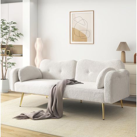 Sofá cama de 2 plazas 155x85.5 cm blanco de espuma con respaldo ajustable (1/5)