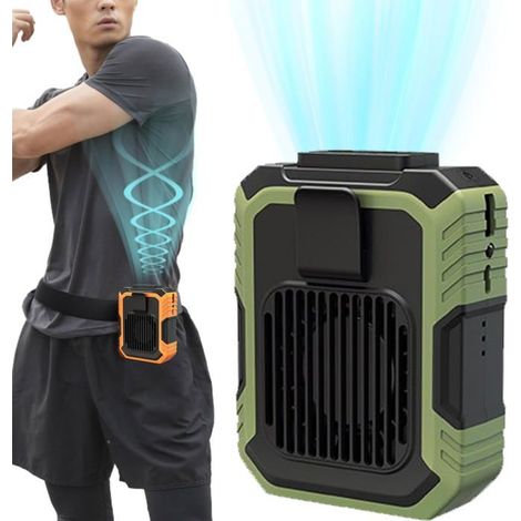 Ventilateur de taille portable multifonction 5 en 1, rechargeable, avec clip ceinture (vert) (1/5)