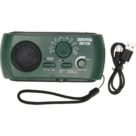 Radio à manivelle Portable torche LED pratique extérieure multi-bande AM/FM/SW Radio météo à manivelle solaire (1/5)