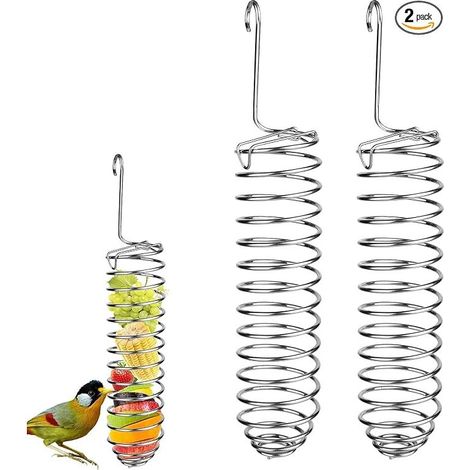 Hanging Parrot Feeder, Parrot Food Baskets for Birds, Stainless Steel Fruit Feeder, Birds Cage Feeding Accessories (1/5)