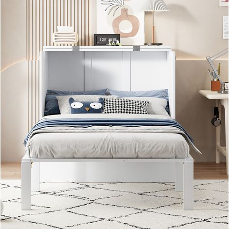 Letto a scomparsa verticale 90x200 cm in legno bianco, salvaspazio, senza materasso FloraGrace (1/5)