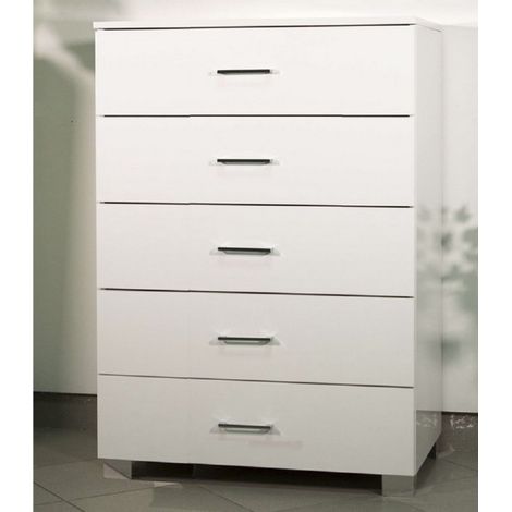 Cassettiera multiuso 81x103h cm con 5 cassetti in legno Bianco Lucido (1/2)