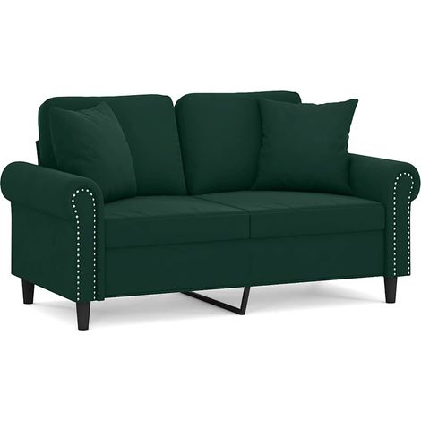 Maison Exclusive - Divano a 2 Posti con Cuscini Verde Scuro 120 cm in Velluto