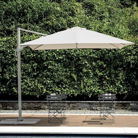 Ombrellone laterale professionale 3 x 3 metri beige con telo bianco