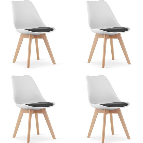 Chaise Mark noire et blanche / pieds naturels x 4 (1/5)