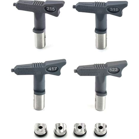 4 Pieces Reversible Airless Tip Nozzle, Paint Sprayer Nozzle Accessories (215, 315, 417, 523)