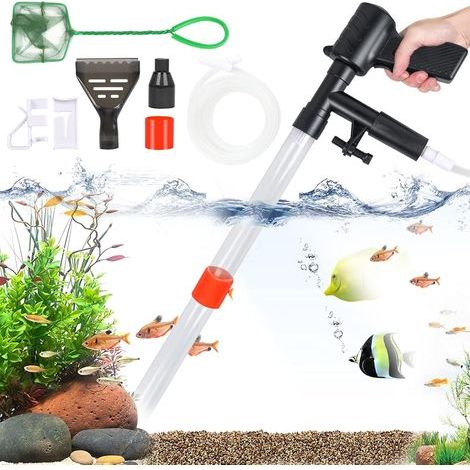 Gravel Cleaner, Manual Siphon Pump, Glass Scraper, Filter Basket, For Freshwater Aquarium (1/5)