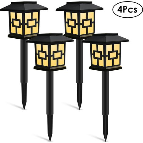 Lot de 4 lampes solaires d'extérieur pour éclairage paysager, pelouse, allée, jardin, terrasse et décoration de cour. (1/4)