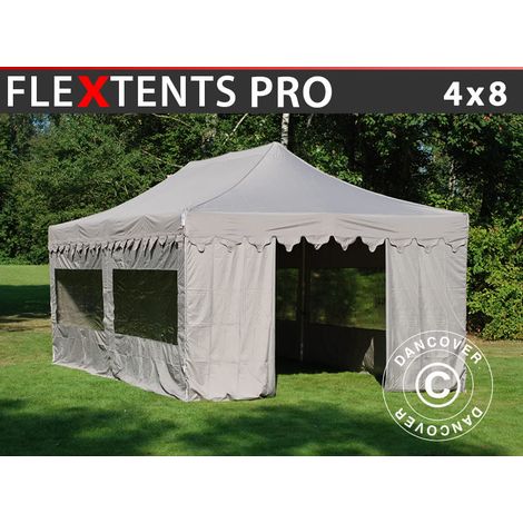 Carpa plegable FleXtents PRO "Morocco" 4x8m Latte, incl. 6 lados