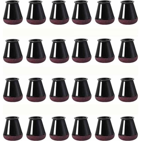Un ensemble de 24 protège-pieds de chaise noirs, compatibles avec les housses de pieds de chaise et les protège-sols en silicone pour réduire le bruit et éviter les rayures (petite taille noire).-DOU