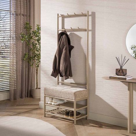 Vestiaire d'entrée industriel 70 cm en métal beige Luna (1/5)