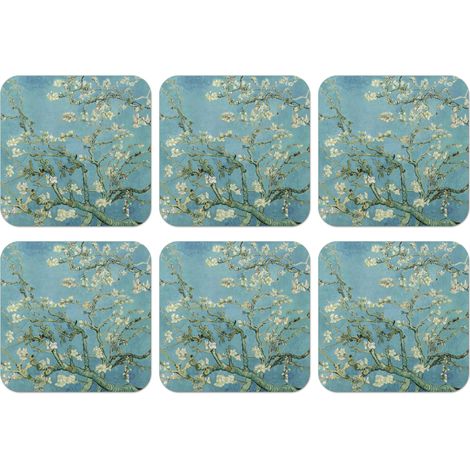 SOTTOBICCHIERI Set di 6Van Gogh - Mandorlo in fiore - Antichi maestri - Arte - Vintage 10x10 cm (1/5)