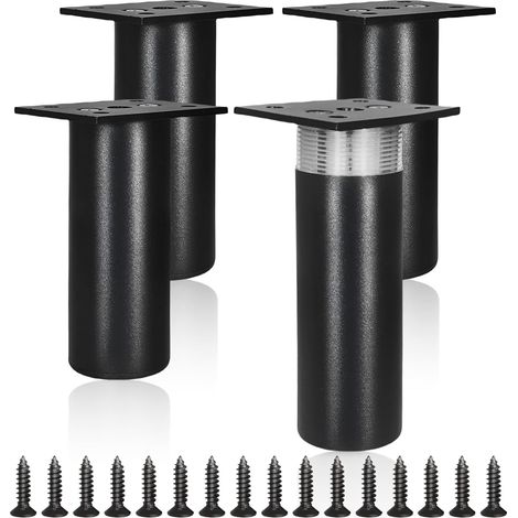 Patas ajustables para muebles (4 piezas, 10-11 mm), de aleación de aluminio, para mesa, con tornillos, para muebles, sofás, armarios y cocina, color negro