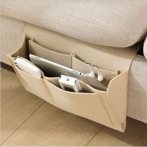 Sac en feutre côté lit, sac de canapé, table de chevet, sac de table de chevet - (32 10 20cm) Beige