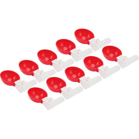 Lot de 10 abreuvoirs automatiques pour poules, grands bols rouges en plastique pour canards et poules (G3/4) (1/5)