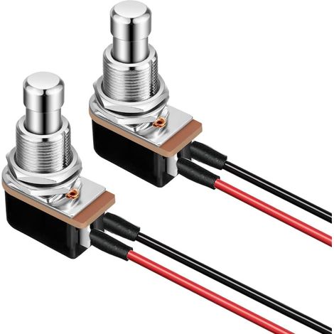 2pcs Momentané Doux au Toucher Commutateur Précâblé SPST, 2Broches Normalement Ouvert Stomp Box Bouton Poussoir Commutateur au Pied pour Pédale d'effet Guitare (1/5)