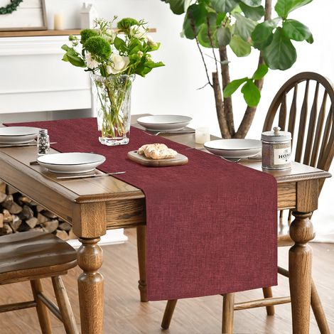 Chemin de Table Polyester Rouge Bordeaux 40×180 cm