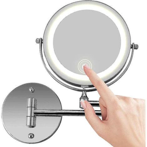 Miroir de maquillage mural, grossissement x10, LED double face (1/4)