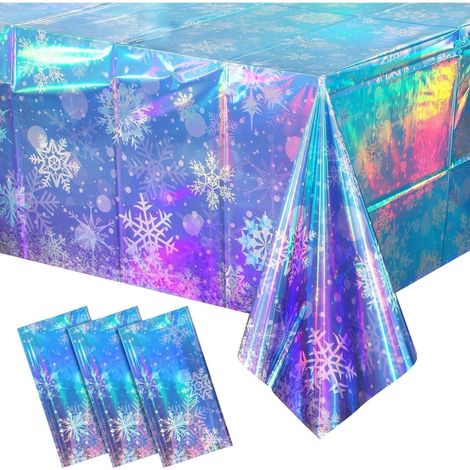 Weihnachtstischdecke Schneeflocken 3er Set 274x137cm wasserdicht