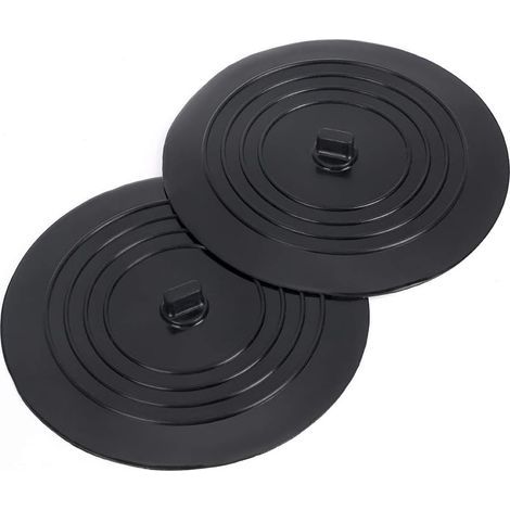 2er-Pack Silikon-Gummi-Abflussstopfen, 15cm, für Küchenspüle, Waschbecken im Bad (Schwarz) (1/5)