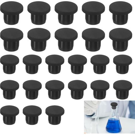 25 tappi in gomma siliconica per fori, diametro 10 mm e 14 mm, tappi in gomma siliconica impermeabile e perforati, tappi rotondi morbidi e flessibili per tubi e bottiglie, neri