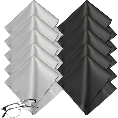 Chiffon Lunettes de Vue Anti-Traces, 20 Pcs Microfibre Lunette, 20 x 20 cm of Washable and Reusable Cloths for Cleaning Ecran, Lenses and Screens, 10 Noir & 10 Gris (1/5)